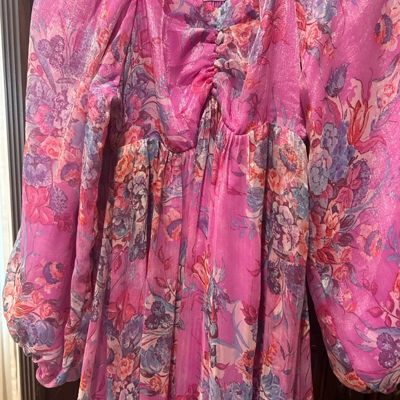 Shop Henly dress flowy smocked L shimmery purple semi-formal - Picture 3 of 8